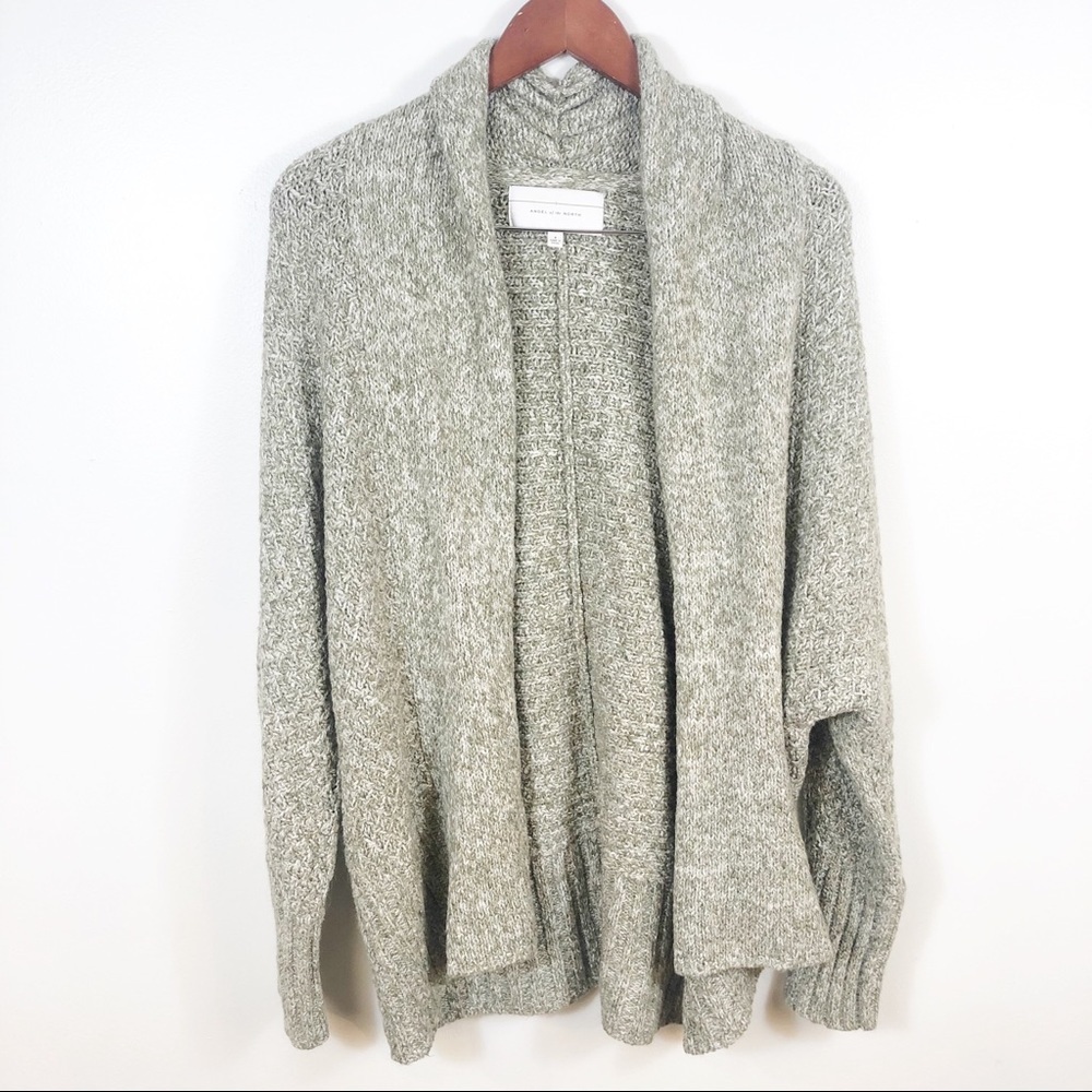 ANTHROPOLOGIE Angel Of The North Chauvet Open Knit Cardigan Small Green